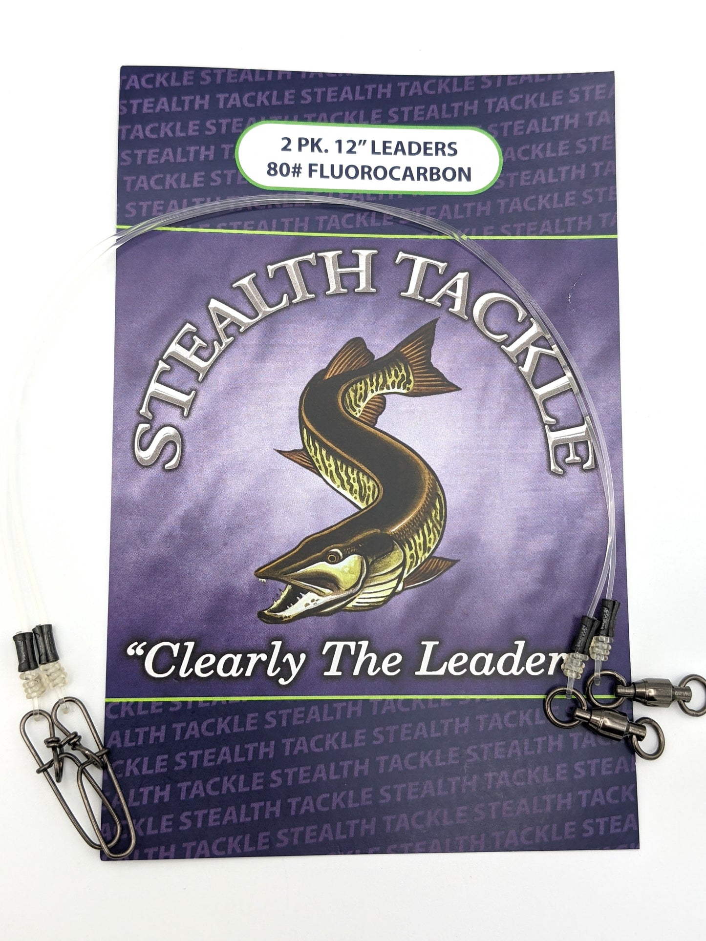 Stealth Tackle 80# Fluorocarbon Leaders 12" 2 Pk