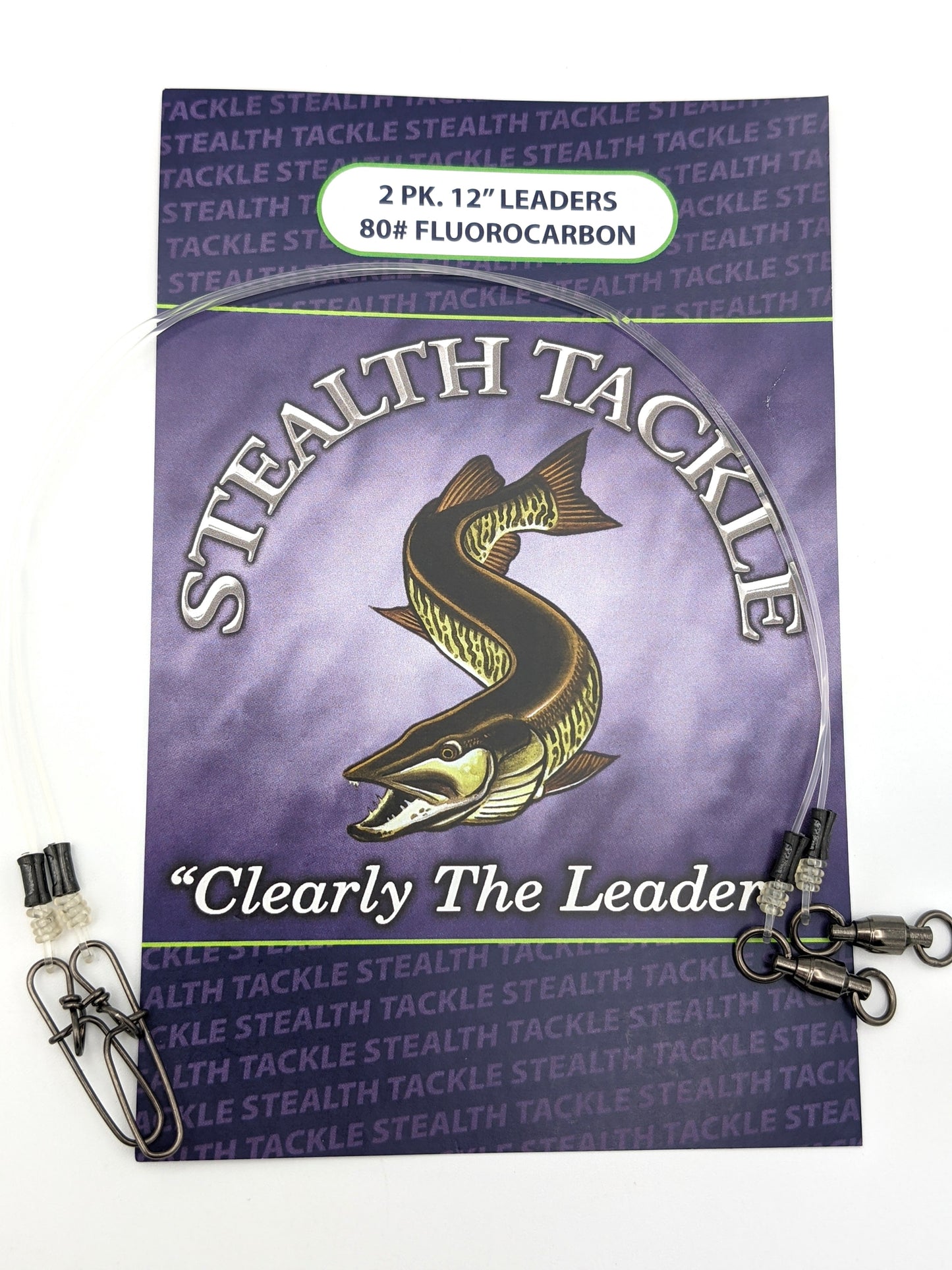 Stealth Tackle  80# Fluorocarbon Leaders 12" 2 Pk